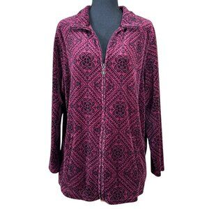 Catherine's Purple Velour Full-Zip Pockets Jacket Size OX, 14-16W